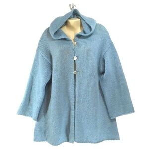 Soft Surroundings Mohair blend chunky knit oversized sweater cardigan light blue